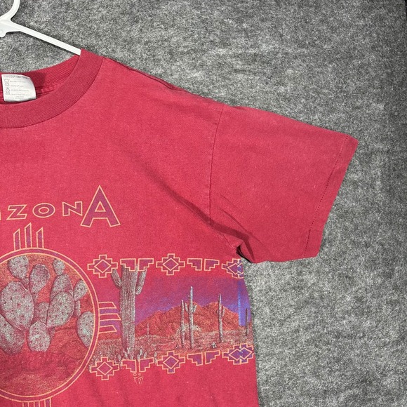 Oneita Wrap Around T Shirt Vintage Single Stitch 90s Arizona Desert Cactus Large - Picture 12 of 16